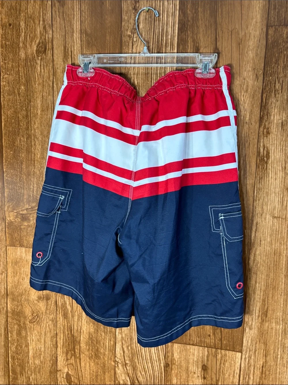 OP Red, White & Navy Striped Men's Board Shorts